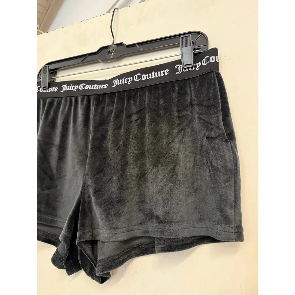Juicy Couture Black Velour Shorts Sz Large Sleepwear GS